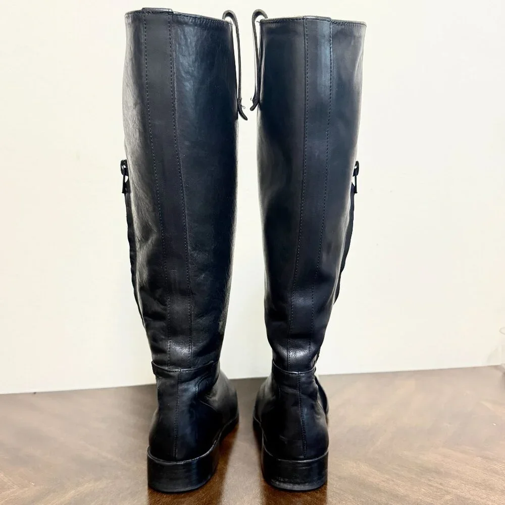 Coclico Black Italian Leather Knee High Boots Made in Spain Low Heel EU 36 US 6